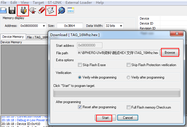 ST-Link Utility 下载 HEX